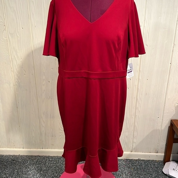 Kasper Dresses & Skirts - Kasper Crimson Red Flutter Sleeve Sheath Dress NWT
